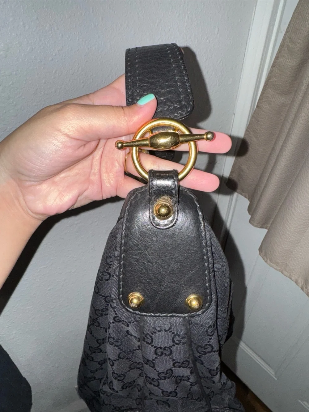 Y2K black Gucci Canvas monogram large shoulder bag